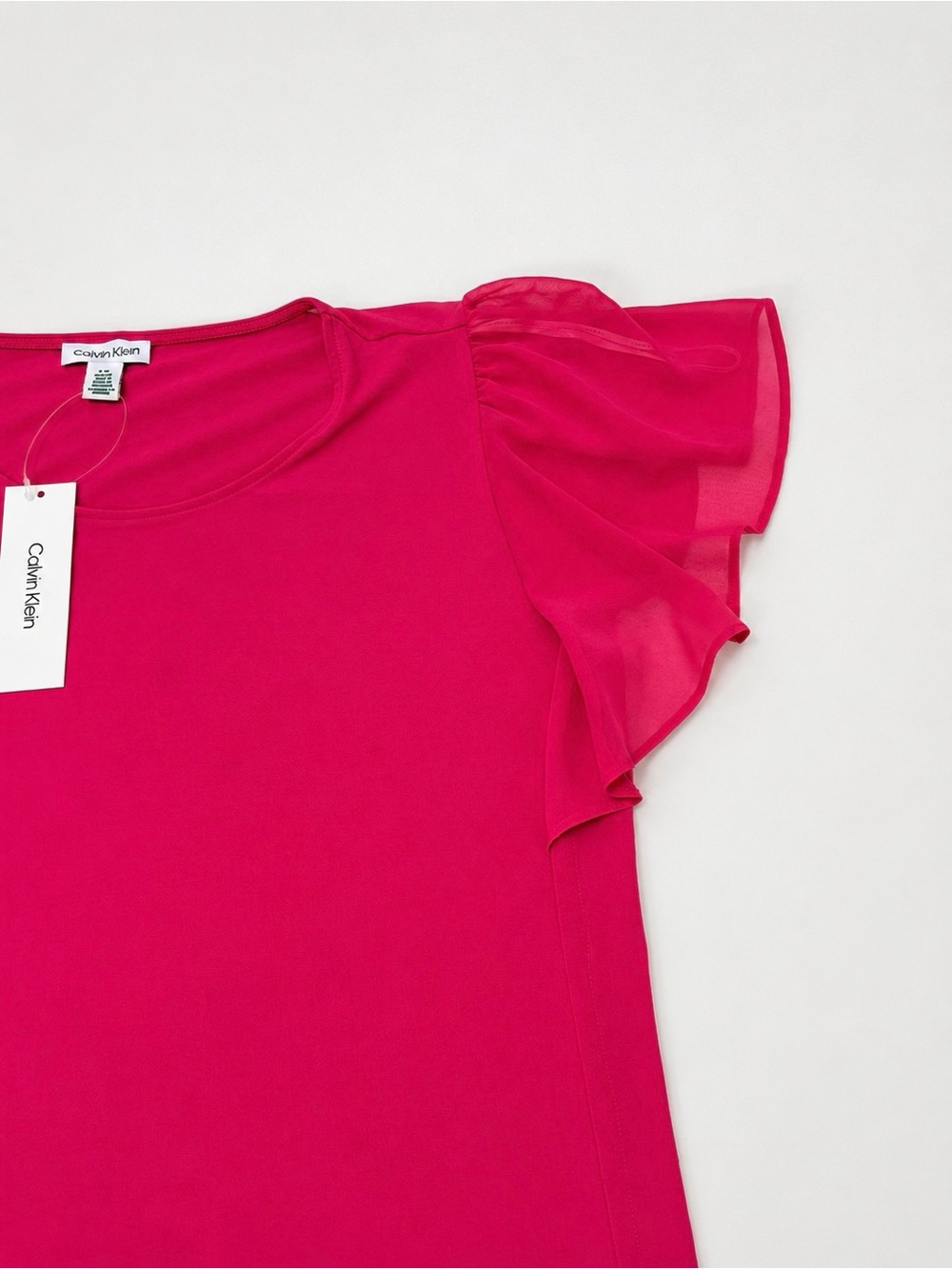 Calvin Klein Fuchsia Ruffle Sleeve Short-Sleeve Tee - Picture 3 of 6